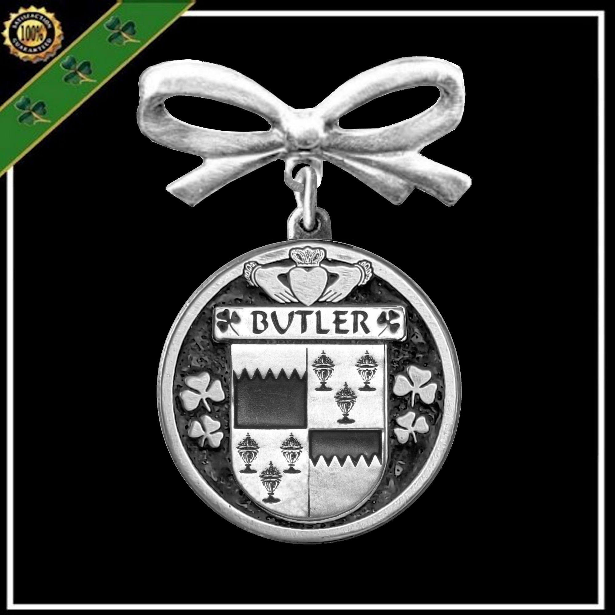 Butler Irish Coat of Arms Disk Bow Brooch