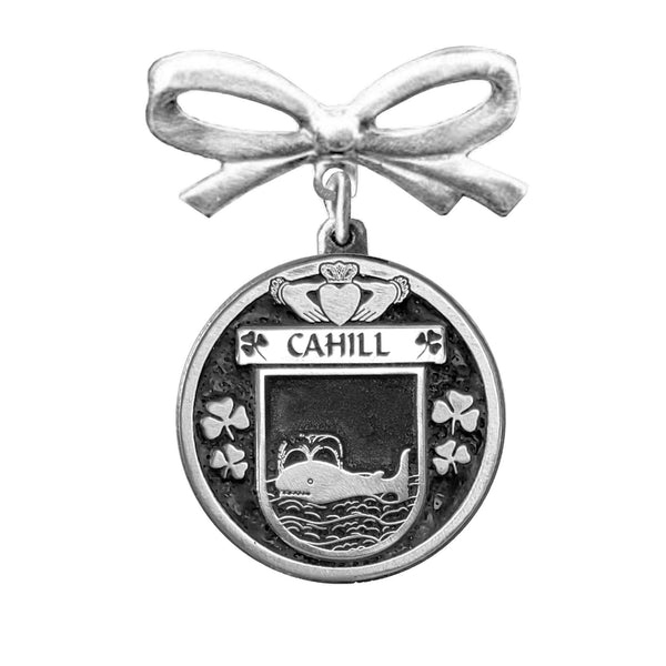 Cahill Irish Coat of Arms Disk Bow Brooch