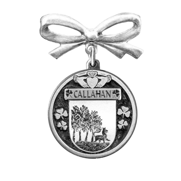 Callahan Irish Coat of Arms Disk Bow Brooch