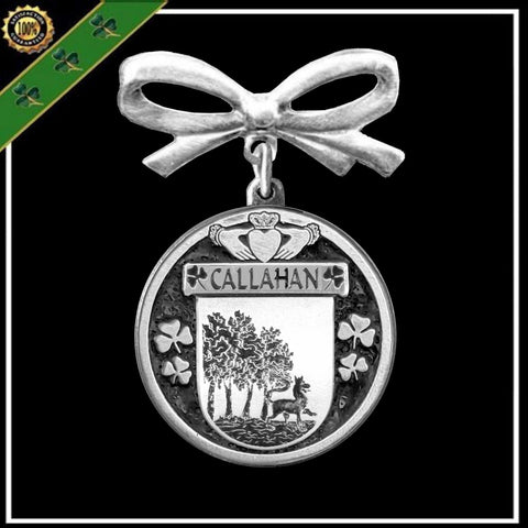 Callahan Irish Coat of Arms Disk Bow Brooch