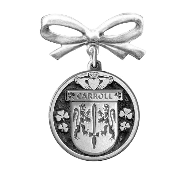 Carroll Irish Coat of Arms Disk Bow Brooch