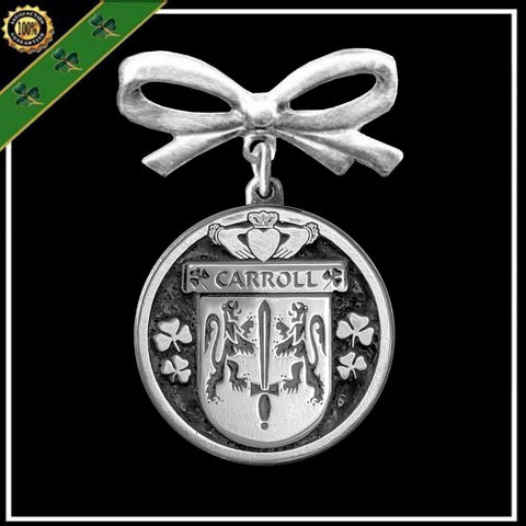 Carroll Irish Coat of Arms Disk Bow Brooch