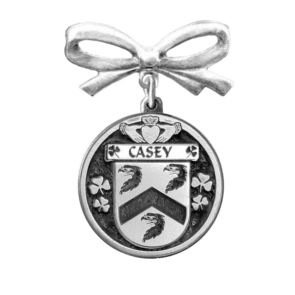 Casey Irish Coat of Arms Disk Bow Brooch