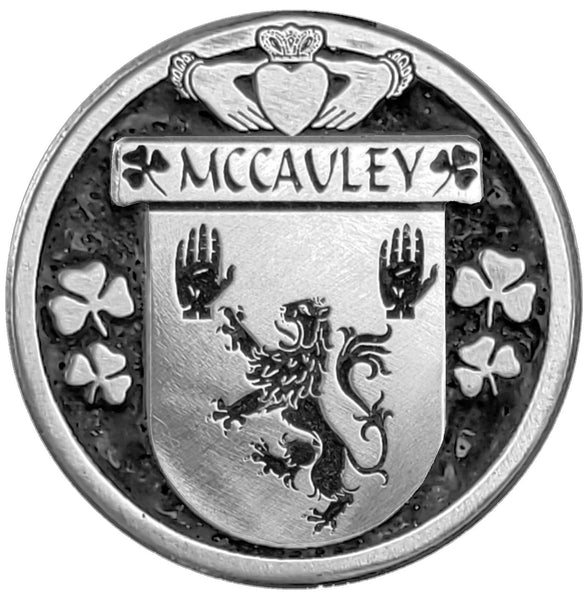 McCauley Irish Coat of Arms Disk Bow Brooch