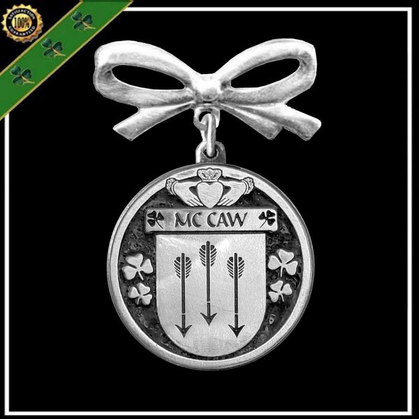 McCaw Irish Coat of Arms Disk Bow Brooch