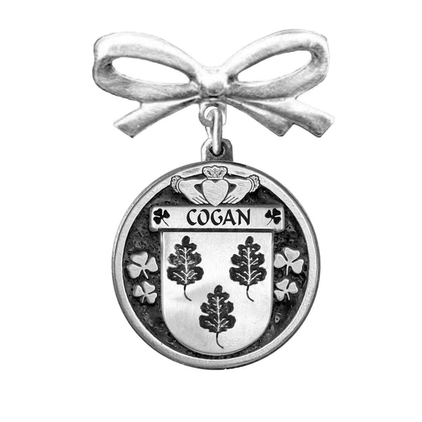 Cogan Irish Coat of Arms Disk Bow Brooch
