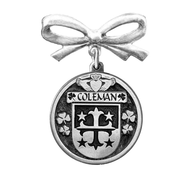 Coleman Irish Coat of Arms Disk Bow Brooch