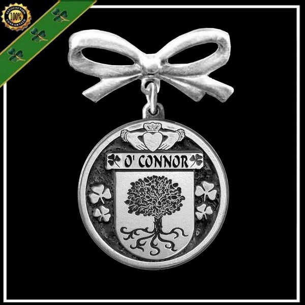 O'Connor Don Irish Coat of Arms Disk Bow Brooch