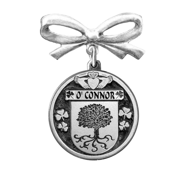 O'Connor Don Irish Coat of Arms Disk Bow Brooch