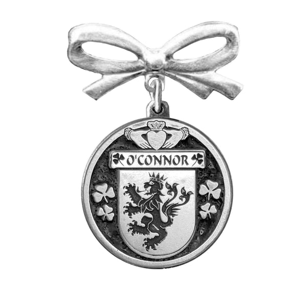 O'Connor Kerry Irish Coat of Arms Disk Bow Brooch