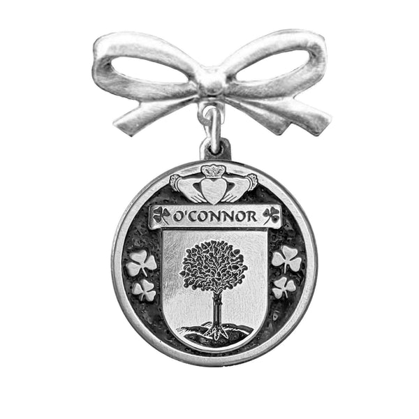 O'Connor Offlay Irish Coat of Arms Disk Bow Brooch