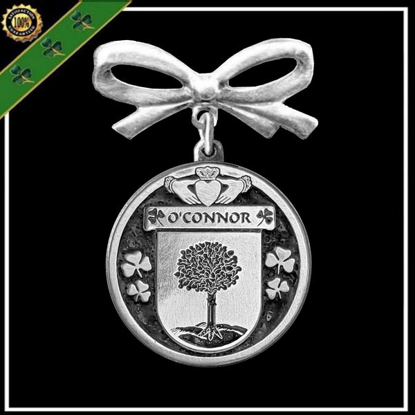O'Connor Offlay Irish Coat of Arms Disk Bow Brooch