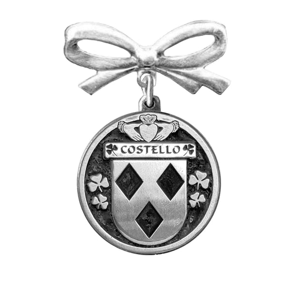 Costello Irish Coat of Arms Disk Bow Brooch