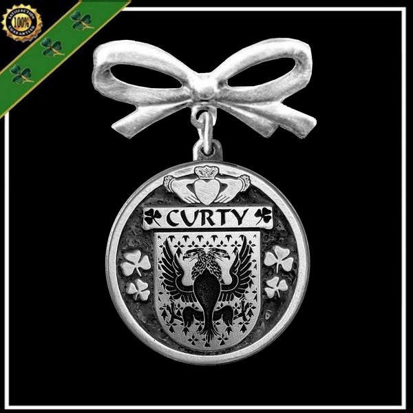 Curty Irish Coat of Arms Disk Bow Brooch
