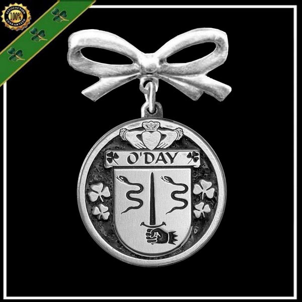 O'Day Irish Coat of Arms Disk Bow Brooch
