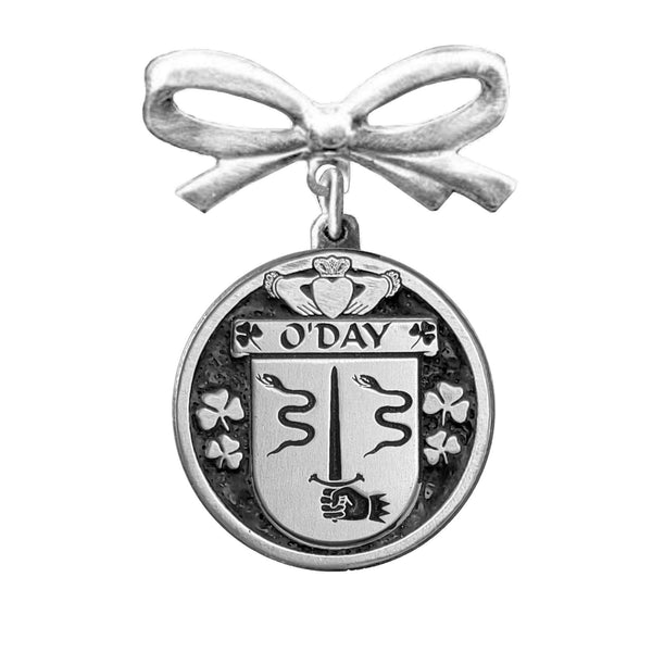 O'Day Irish Coat of Arms Disk Bow Brooch
