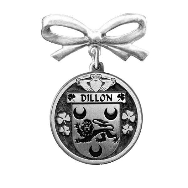 Dillon Irish Coat of Arms Disk Bow Brooch