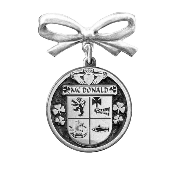 McDonald Irish Coat of Arms Disk Bow Brooch