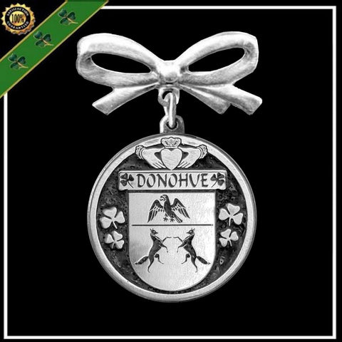Donohue Irish Coat of Arms Disk Bow Brooch