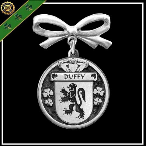 Duffy Irish Coat of Arms Disk Bow Brooch