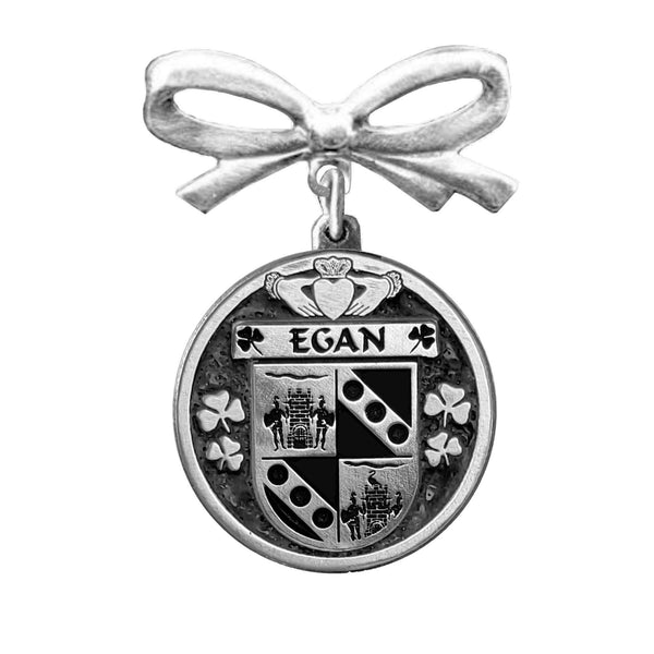 Egan Irish Coat of Arms Disk Bow Brooch
