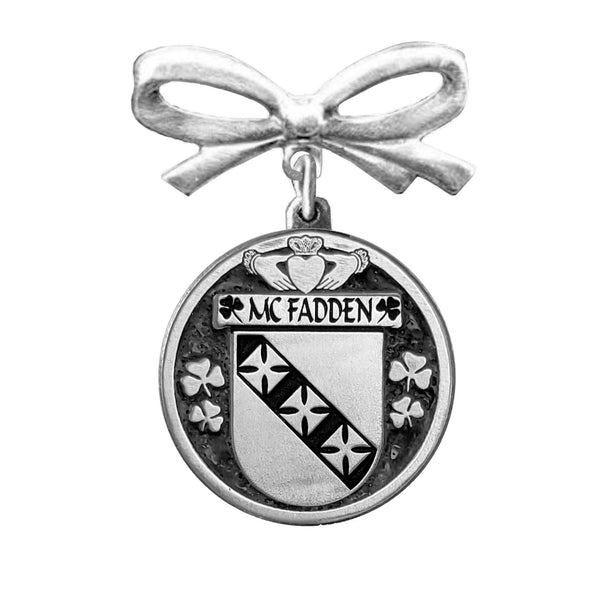 McFadden Irish Coat of Arms Disk Bow Brooch