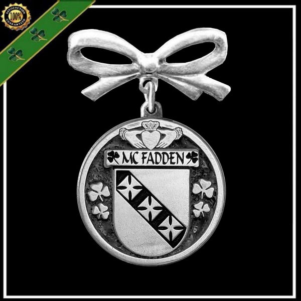 McFadden Irish Coat of Arms Disk Bow Brooch