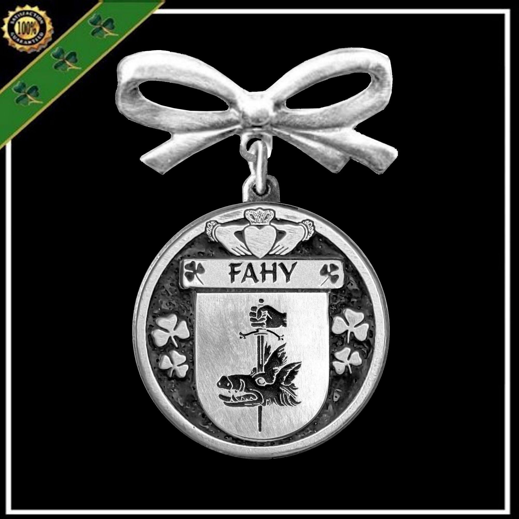 Fahy Irish Coat of Arms Disk Bow Brooch