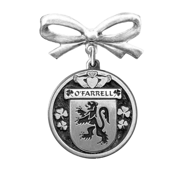O'Farrell Irish Coat of Arms Disk Bow Brooch