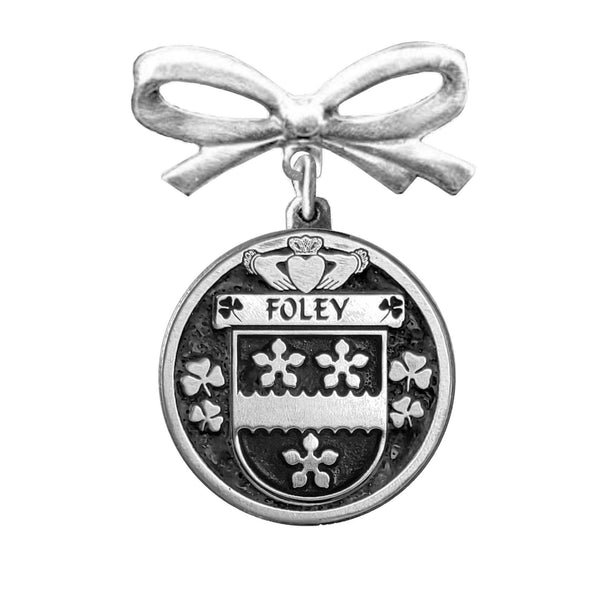 Foley Irish Coat of Arms Disk Bow Brooch