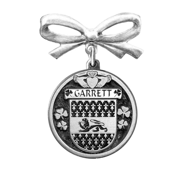 Garrett Irish Coat of Arms Disk Bow Brooch