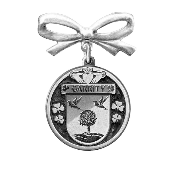 Garrity Irish Coat of Arms Disk Bow Brooch