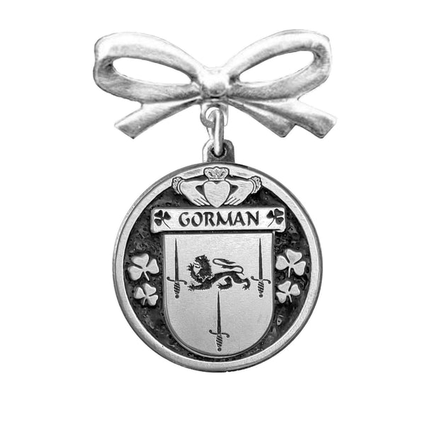 Gorman Irish Coat of Arms Disk Bow Brooch