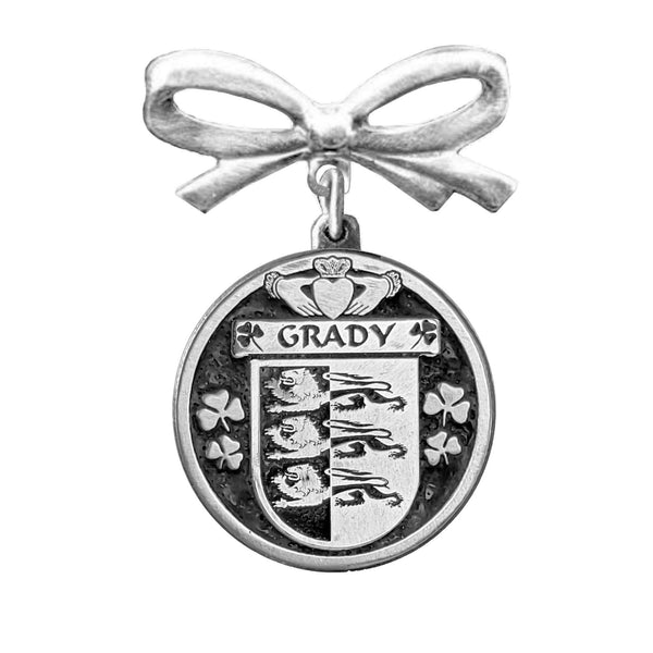 Grady Irish Coat of Arms Disk Bow Brooch