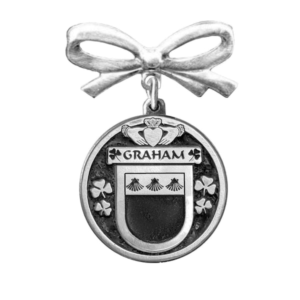 Graham Irish Coat of Arms Disk Bow Brooch