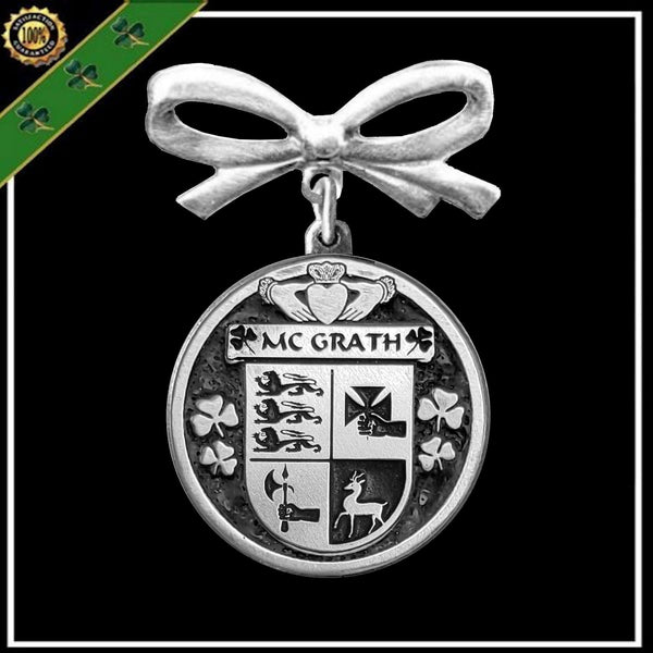 McGrath Irish Coat of Arms Disk Bow Brooch