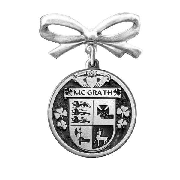 McGrath Irish Coat of Arms Disk Bow Brooch