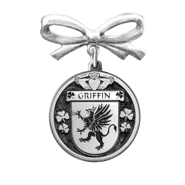 Griffin Irish Coat of Arms Disk Bow Brooch
