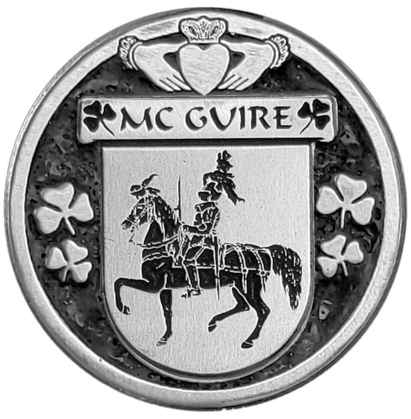 McGuire Irish Coat of Arms Disk Bow Brooch