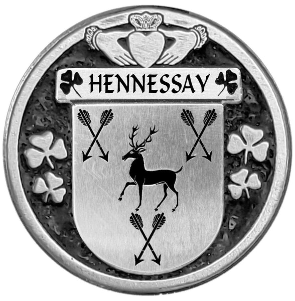 Hennessay Irish Coat of Arms Disk Bow Brooch
