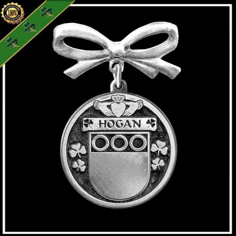 Hogan Irish Coat of Arms Disk Bow Brooch