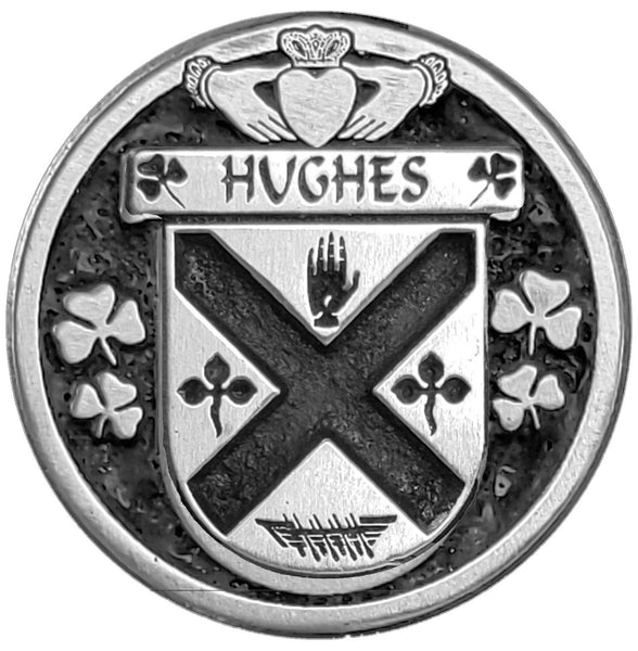 Hughes Irish Coat of Arms Disk Bow Brooch