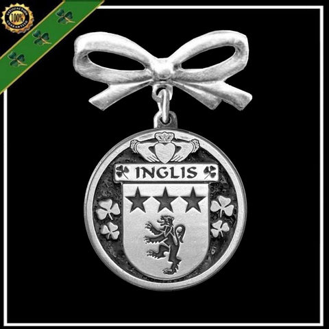 Inglis Irish Coat of Arms Disk Bow Brooch