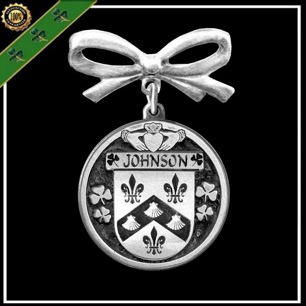Johnson Irish Coat of Arms Disk Bow Brooch