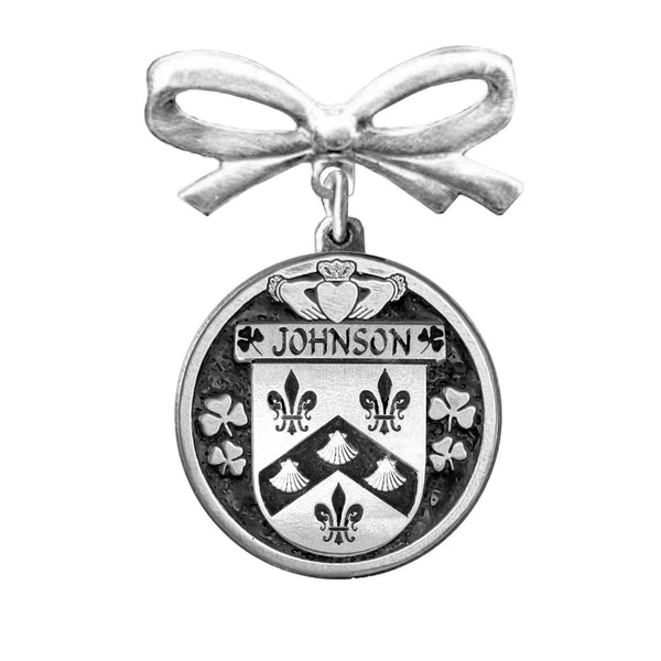 Johnson Irish Coat of Arms Disk Bow Brooch