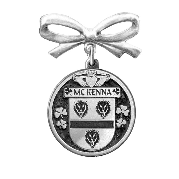 McKenna Irish Coat of Arms Disk Bow Brooch