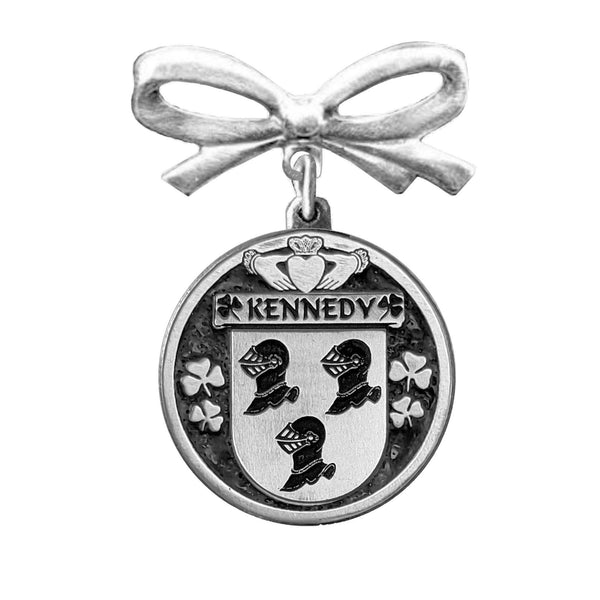 Kennedy Irish Coat of Arms Disk Bow Brooch