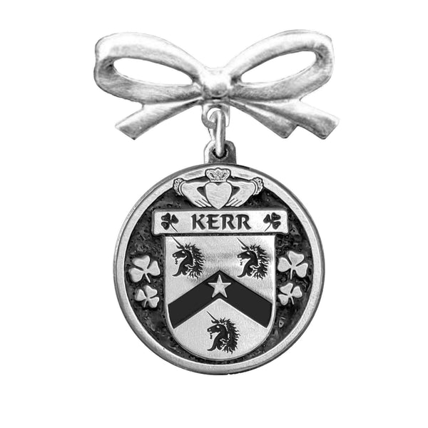 Kerr Irish Coat of Arms Disk Bow Brooch