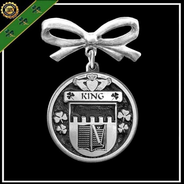 King Irish Coat of Arms Disk Bow Brooch