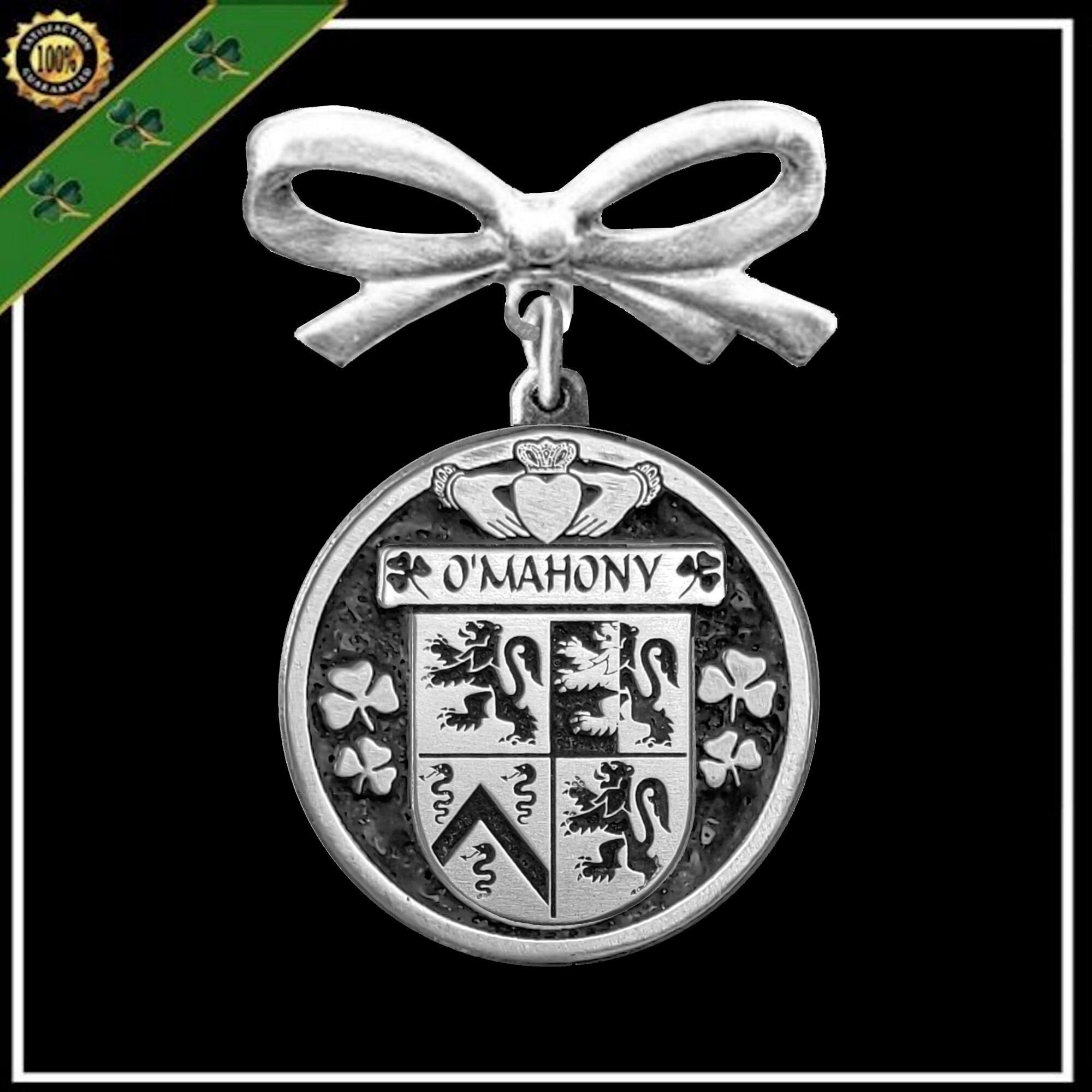 O'Mahony Irish Coat of Arms Disk Bow Brooch